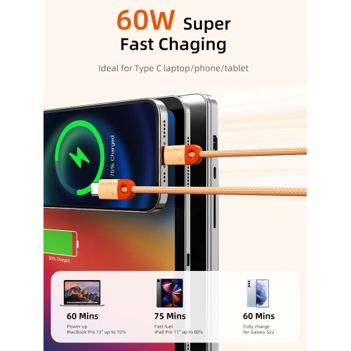 CABLETIME CABLETIME καλώδιο USB-C CT-CM60-PBW, 60W PD, 480Mbps, 1m, μαύρο