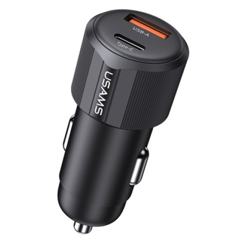USAMS USAMS φορτιστής αυτοκινήτου CC283, USB & USB-C, 60W, μαύρος