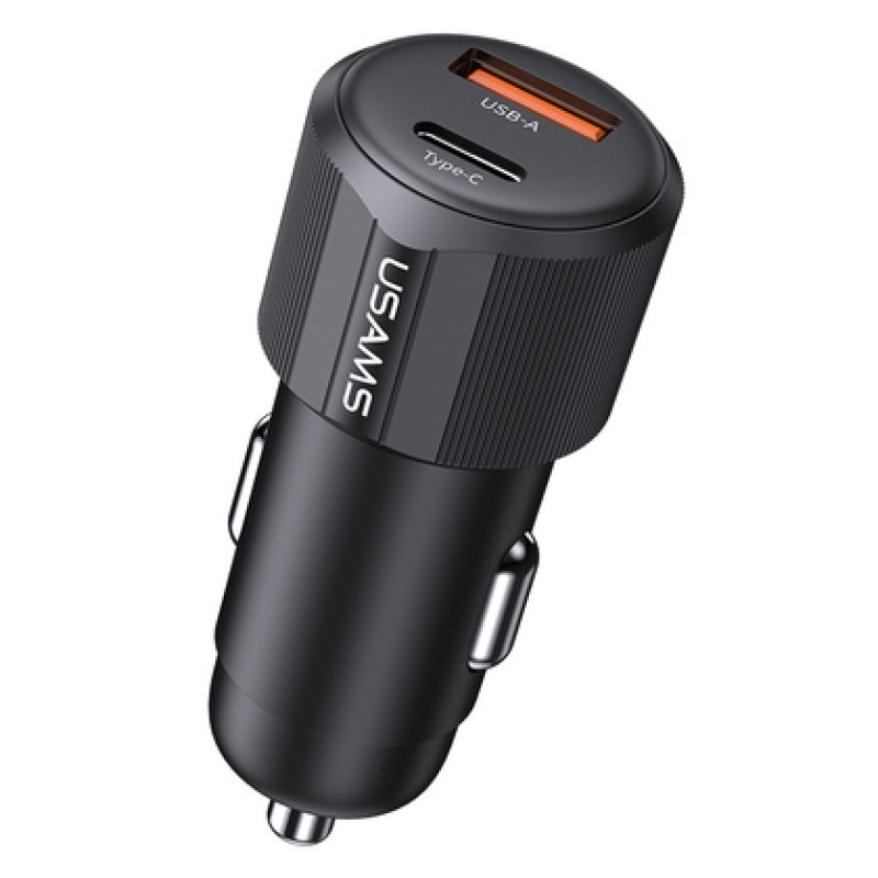 USAMS USAMS φορτιστής αυτοκινήτου CC283, USB & USB-C, 60W, μαύρος