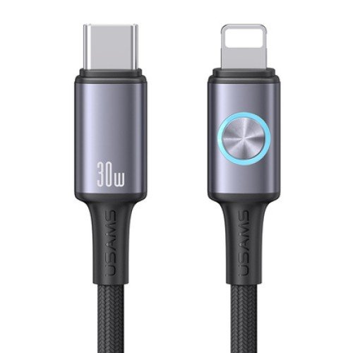 USAMS USAMS καλώδιο Lightning σε USB-C SJ753, 30W, 480Mbps, 1.2m, μαύρο