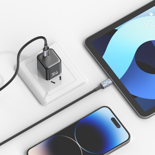 USAMS USAMS καλώδιο Lightning σε USB-C SJ753, 30W, 480Mbps, 1.2m, μπεζ