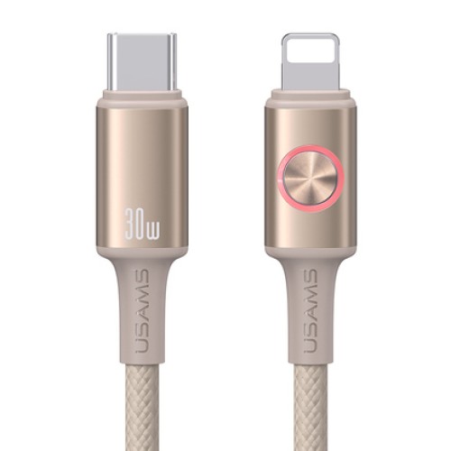 USAMS USAMS καλώδιο Lightning σε USB-C SJ753, 30W, 480Mbps, 1.2m, μπεζ