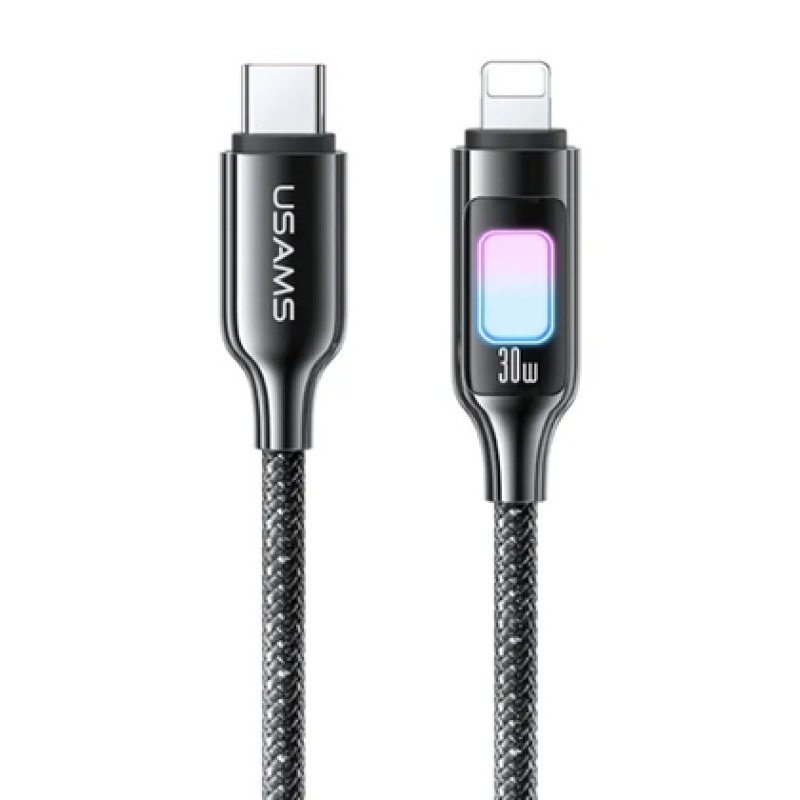 USAMS USAMS καλώδιο Lightning σε USB-C SJ749, 30W, 480Mbps, 1.2m, μαύρο