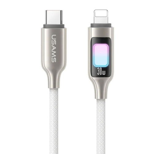 USAMS USAMS καλώδιο Lightning σε USB-C SJ749, 30W, 480Mbps, 1.2m, λευκό