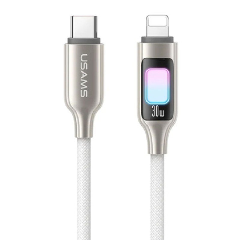 USAMS USAMS καλώδιο Lightning σε USB-C SJ749, 30W, 480Mbps, 1.2m, λευκό