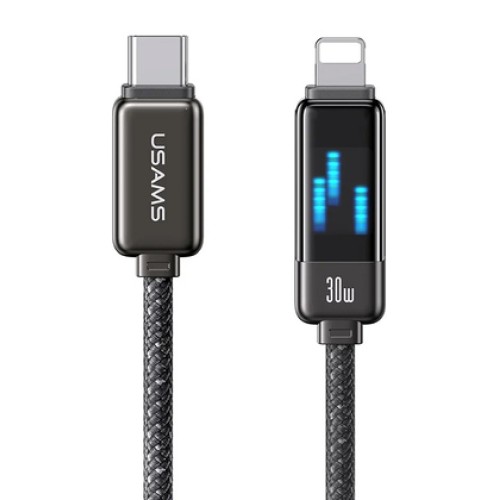 USAMS USAMS καλώδιο Lightning σε USB-C SJ743, 30W, 480Mbps, 1.2m, μαύρο