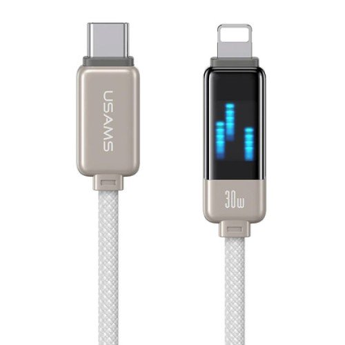 USAMS USAMS καλώδιο Lightning σε USB-C SJ743, 30W, 480Mbps, 1.2m, λευκό