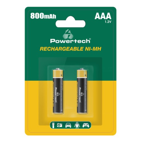 Powertech POWERTECH επαναφορτιζόμενες μπαταρίες NI-MH PT-1403, AAA, 800mah, 1.2V, 2τμχ