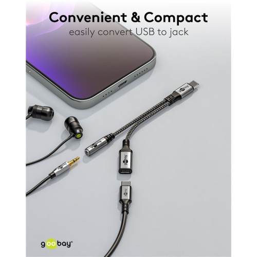 GOOBAY GOOBAY αντάπτορας USB-C σε 3.5mm & USB-C 74524, 60W, 480Mbps, γκρι