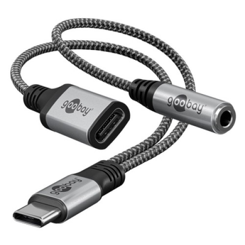 GOOBAY GOOBAY αντάπτορας USB-C σε 3.5mm & USB-C 74524, 60W, 480Mbps, γκρι