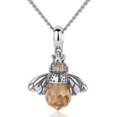 BAMOER BAMOER κολιέ μέλισσα SCC035+SCA010-45 με κυβική ζιρκόνια, ασήμι 925, ασημί