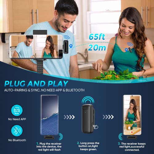 APEXEL APEXEL ασύρματο μικρόφωνο APL-MIC007 με θήκη φόρτισης, USB-C, 2.4GHz, μαύρο