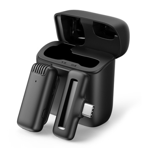 APEXEL APEXEL ασύρματο μικρόφωνο APL-MIC007 με θήκη φόρτισης, USB-C, 2.4GHz, μαύρο