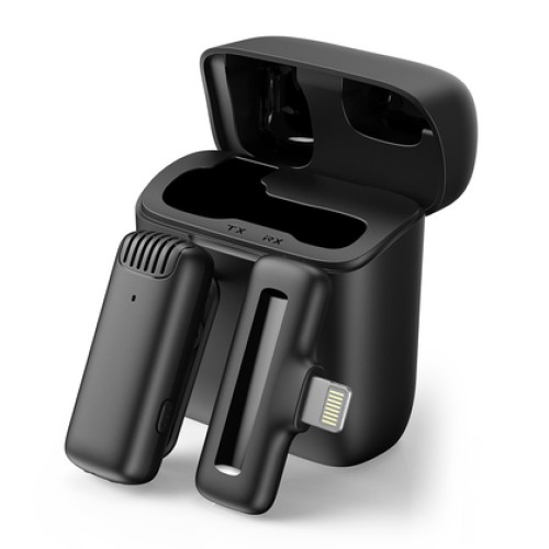 APEXEL APEXEL ασύρματο μικρόφωνο APL-MIC013 με θήκη φόρτισης, Lightning, 2.4GHz, μαύρο