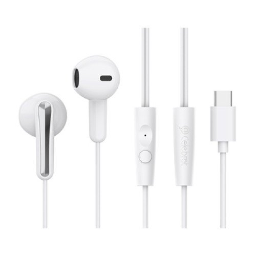 CELEBRAT CELEBRAT earphones με μικρόφωνο G37, USB-C σύνδεση, 14.2mm, 1.2m, λευκά