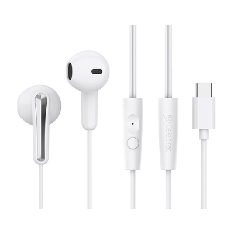 CELEBRAT CELEBRAT earphones με μικρόφωνο G37, USB-C σύνδεση, 14.2mm, 1.2m, λευκά