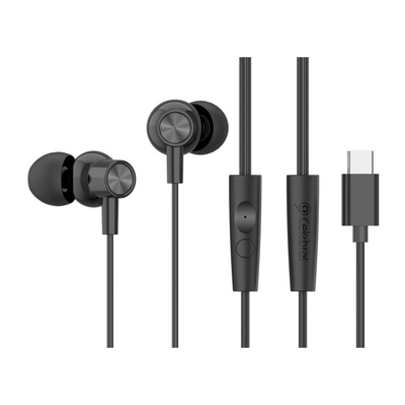 CELEBRAT CELEBRAT earphones με μικρόφωνο G38, USB-C σύνδεση, 10mm, 1.2m, μαύρα