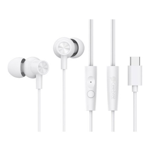 CELEBRAT CELEBRAT earphones με μικρόφωνο G38, USB-C σύνδεση, 10mm, 1.2m, λευκά