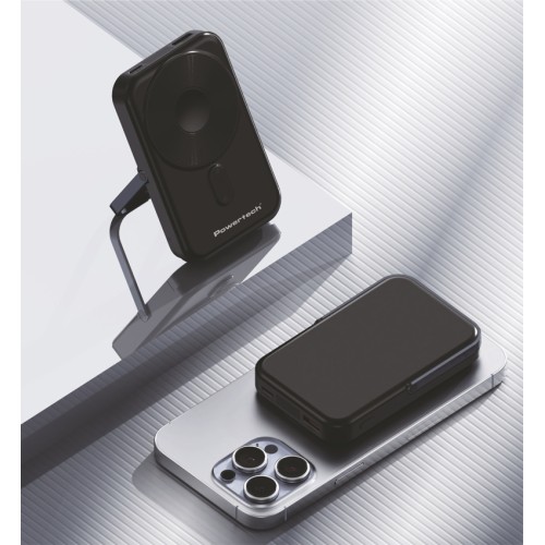 Powertech POWERTECH power bank με οθόνη PT-1416, 10000mah, magnetic wireless, 22.5W, μαύρο