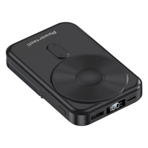 Powertech POWERTECH power bank με οθόνη PT-1416, 10000mah, magnetic wireless, 22.5W, μαύρο