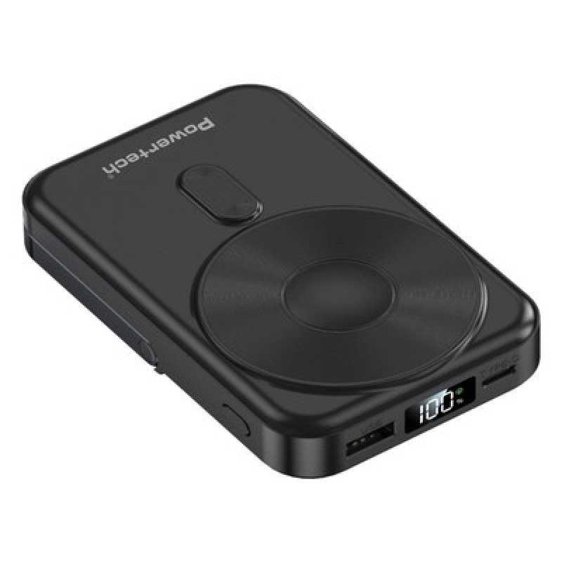 Powertech POWERTECH power bank με οθόνη PT-1416, 10000mah, magnetic wireless, 22.5W, μαύρο