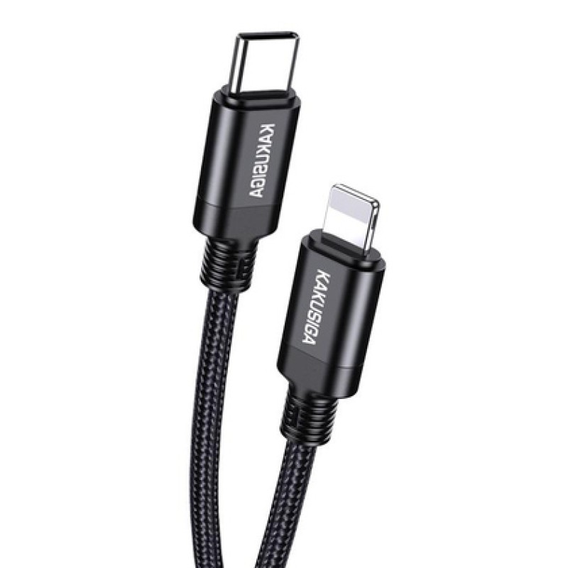 KAKUSIGA KAKUSIGA καλώδιο Lightning σε USB-C KSC-970, 27W, 480Mbps, 1m, μαύρο