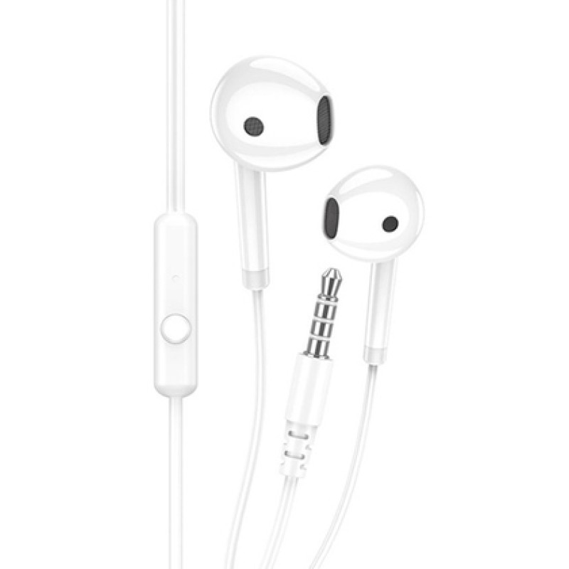 KAKUSIGA KAKUSIGA earphones με μικρόφωνο KSC-1301, 3.5mm σύνδεση, 14mm, 1.1m, λευκά