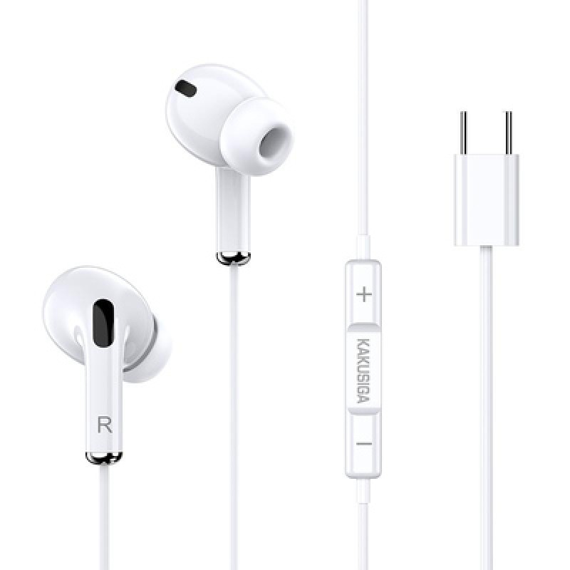 KAKUSIGA KAKUSIGA earphones με μικρόφωνο KSC-727, USB-C σύνδεση, 14.2mm, 1.2m, λευκά
