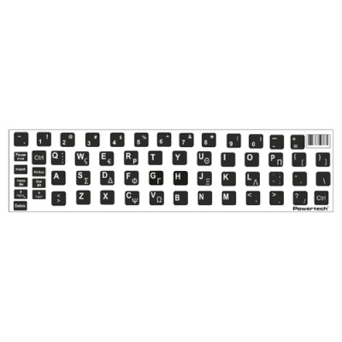 Powertech POWERTECH αυτοκόλλητα πληκτρολογίου PT-1419 με ελληνικούς & αγγλικούς χαρακτήρες, μαύρο