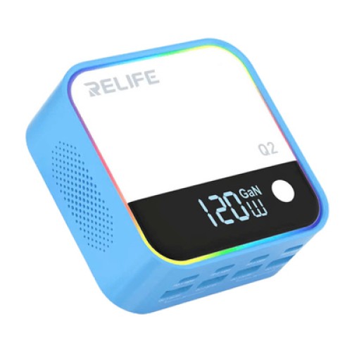 RELIFE RELIFE σταθμός φόρτισης Q2, 4x USB-C & 4x USB, 120W, GaN, μπλε