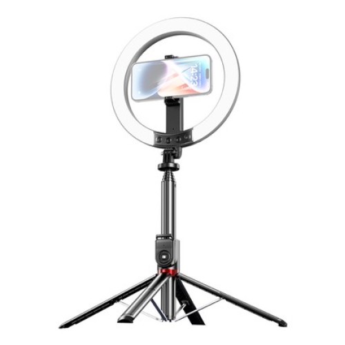 USAMS USAMS φωτιστικό δαχτυλίδι LED ZB323 με τρίποδο & βάση smartphone, μαύρο