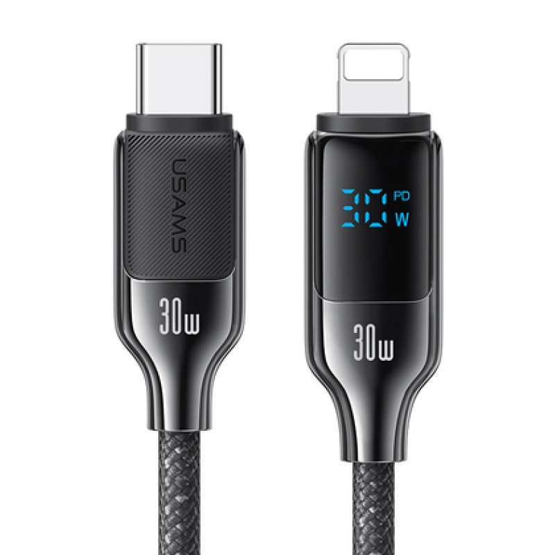 USAMS USAMS καλώδιο Lightning σε USB-C SJ741, 30W, 480Mbps, 1.2m, μαύρο