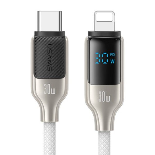 USAMS USAMS καλώδιο Lightning σε USB-C SJ741, 30W, 480Mbps, 1.2m, λευκό