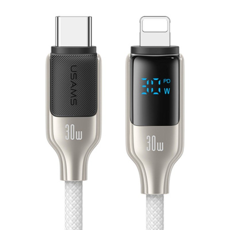 USAMS USAMS καλώδιο Lightning σε USB-C SJ741, 30W, 480Mbps, 1.2m, λευκό