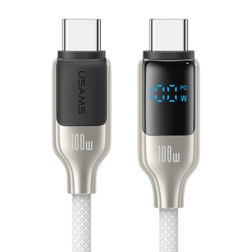 USAMS USAMS καλώδιο USB-C SJ742, 100W, 480Mbps, 1.2m, λευκό