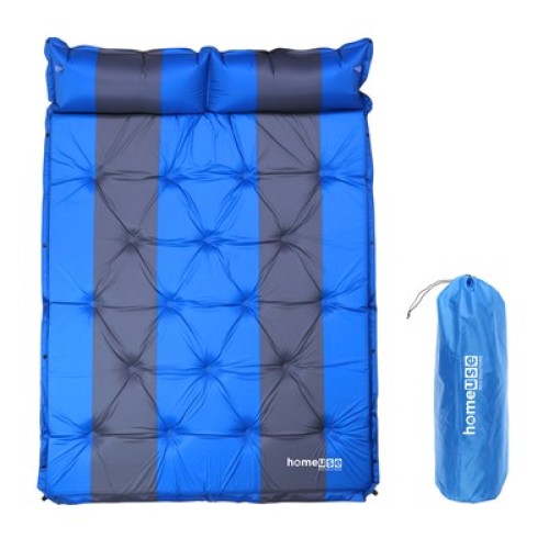 HOME USE HOME USE αυτοφούσκωτο στρώμα HUH-0238 με μαξιλάρι, διπλό, 192x132x3cm, μπλε/γκρι
