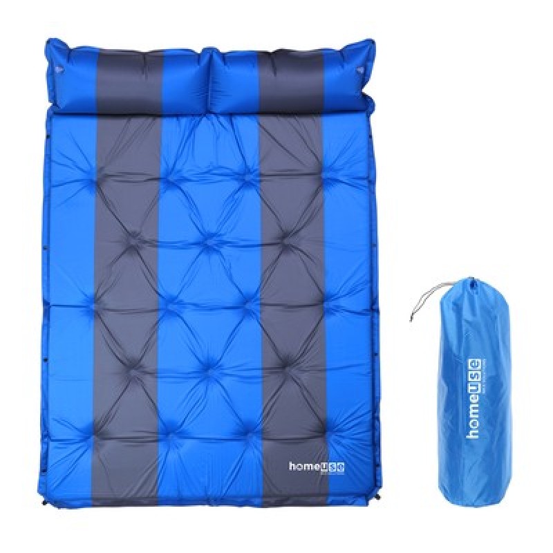 HOME USE HOME USE αυτοφούσκωτο στρώμα HUH-0238 με μαξιλάρι, διπλό, 192x132x3cm, μπλε/γκρι