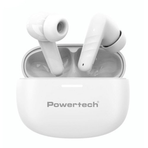 Powertech POWERTECH earphones με θήκη φόρτισης PT-1432, True Wireless, 35/300mAh, λευκά