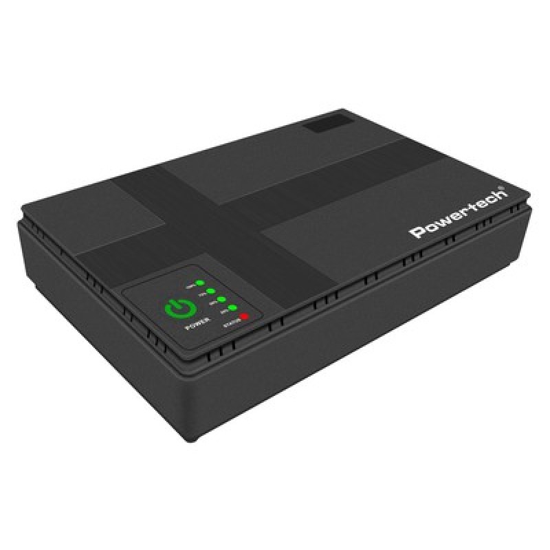 Powertech POWERTECH mini DC UPS PT-1434, 18W, 10400mAh, 3x DC, USB/LAN/POE, μαύρο