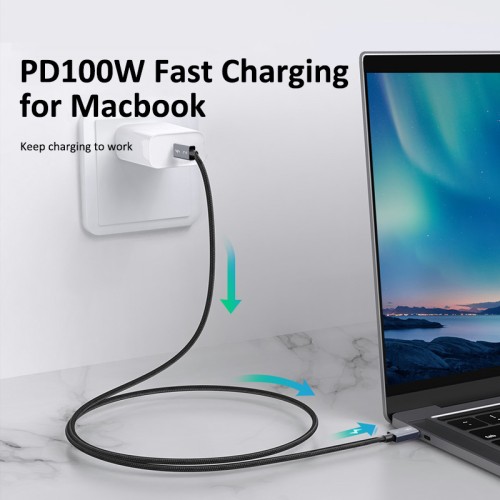 CABLETIME CABLETIME καλώδιο USB-C σε USB-C CT-C160-U31-TB3, 100W, 40Gbps, 4K/60Hz, 0.5m, μαύρο