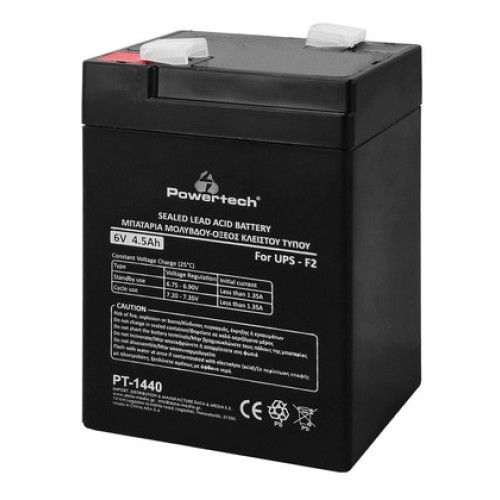 Powertech POWERTECH μπαταρία μολύβδου PT-1440 για UPS, 6V 4.5Ah, F2