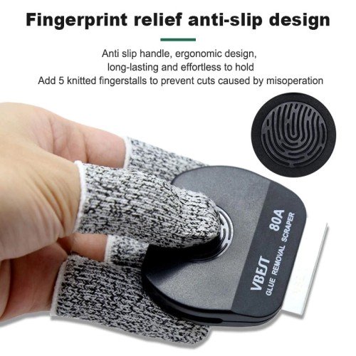 BEST BEST εργαλείο αφαίρεσης κόλλας VBST-80B με 9x λεπίδες & 5x finger sleeves, για επισκευές κινητών