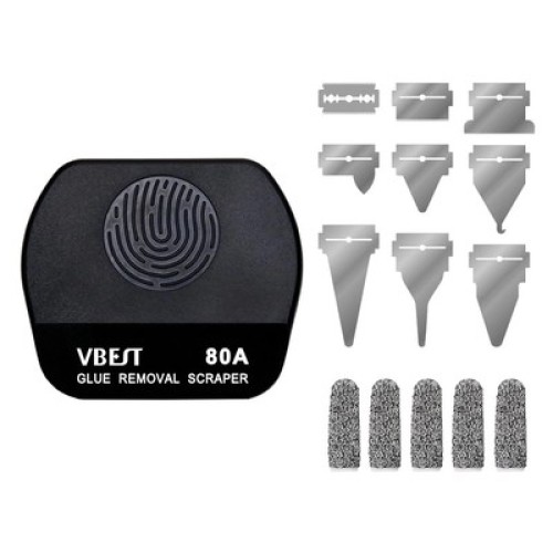 BEST BEST εργαλείο αφαίρεσης κόλλας VBST-80B με 9x λεπίδες & 5x finger sleeves, για επισκευές κινητών