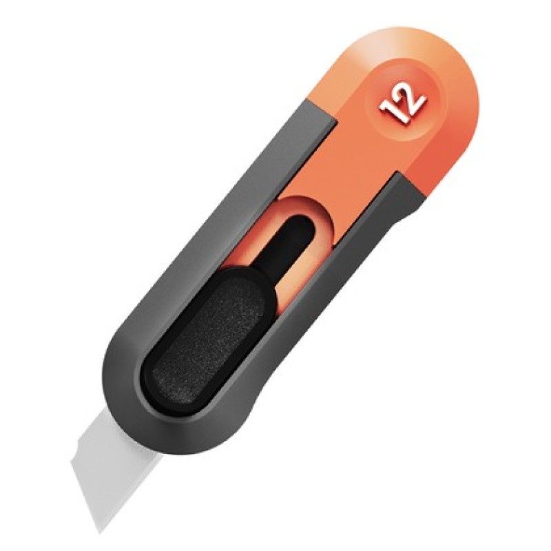 DELI DELI κοπίδι HT4007C, άμεσο άνοιγμα/επαναφορά, πλαστικό, 12mm, γκρι/πορτοκαλί