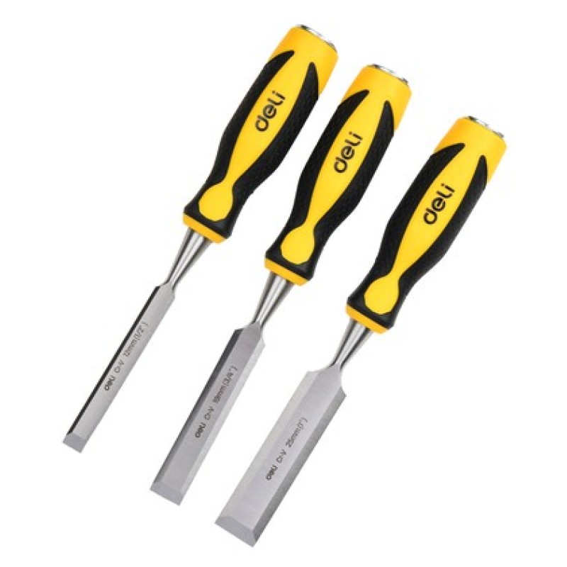 DELI DELI σετ σκαρπέλα ξύλου DL6203-ED1 με αντιολισθητική λαβή, 12/19/25mm, 3τμχ