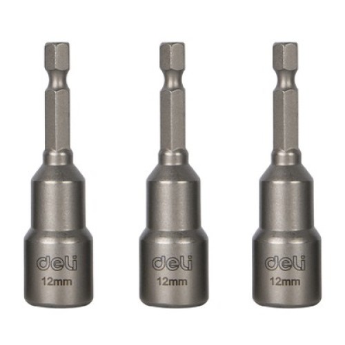 DELI DELI σετ καρυδάκια DL4812T για δραπανοκατσάβιδο, μαγνητικά, 12mm, εξάγωνα, 3τμχ