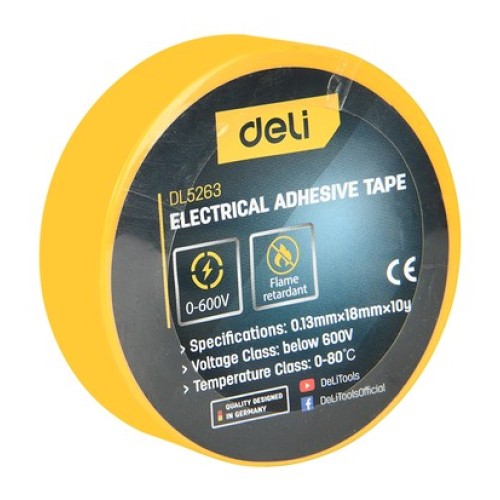DELI DELI μονωτική ταινία υψηλής αντοχής DL5263, 18mm x 9.15m, κίτρινη