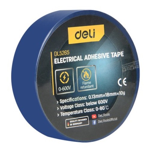 DELI DELI μονωτική ταινία υψηλής αντοχής DL5265, 18mm x 9.15m, μπλε