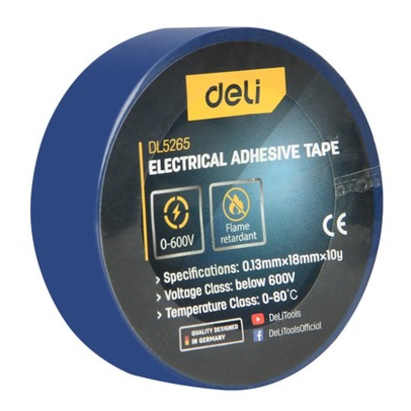 DELI DELI μονωτική ταινία υψηλής αντοχής DL5265, 18mm x 9.15m, μπλε
