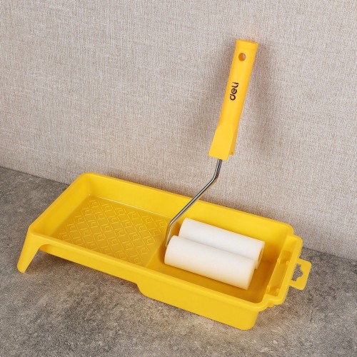 DELI DELI σετ βαφής DL509704, 2x ρολά/λαβή/σκάφη, πολυεστερικός αφρός, 10mm, 100mm, 4τμχ